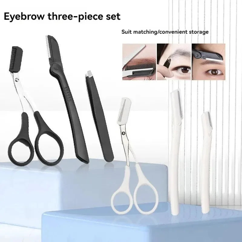 3PCS Eyebrow Trimmerbeauty Tools For Beginnerseyebrow Trimmer scissorssafety Typeanti-Scratchmacro Shaver Vue