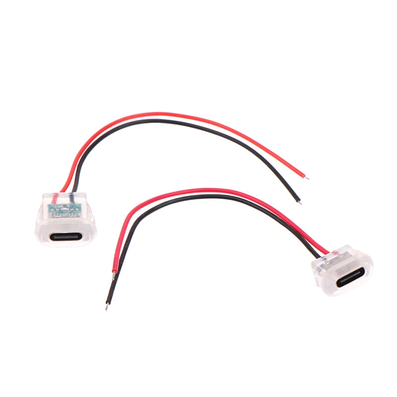 2pin USB Type C Input Type Charging Socket With LED Lights Plate Waterproof USB-C Power Port TYPE-C Female Connector Jack Vue