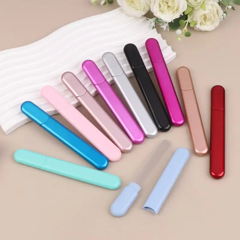 Glass Nail File With Case, Crystal Diamond Salon Best Beauty Nail Buffer For Natural And Acrylic Nail Vue