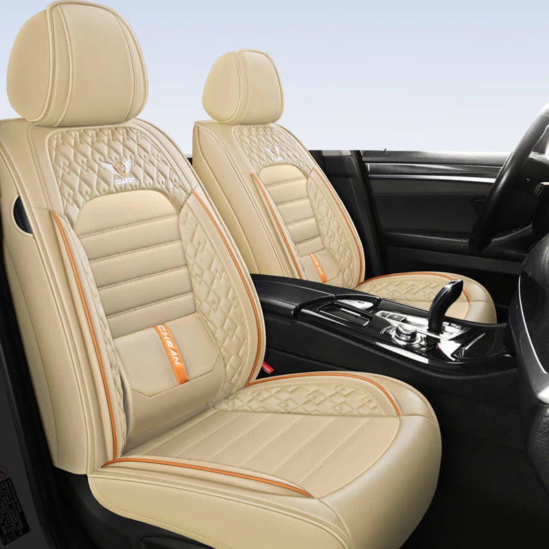 Full Set 5 Seats Car Seat Cover For Cars Front and Rear Seat Cushion Waterproof Leather Protector Universal Fit Most Vehicles Vue