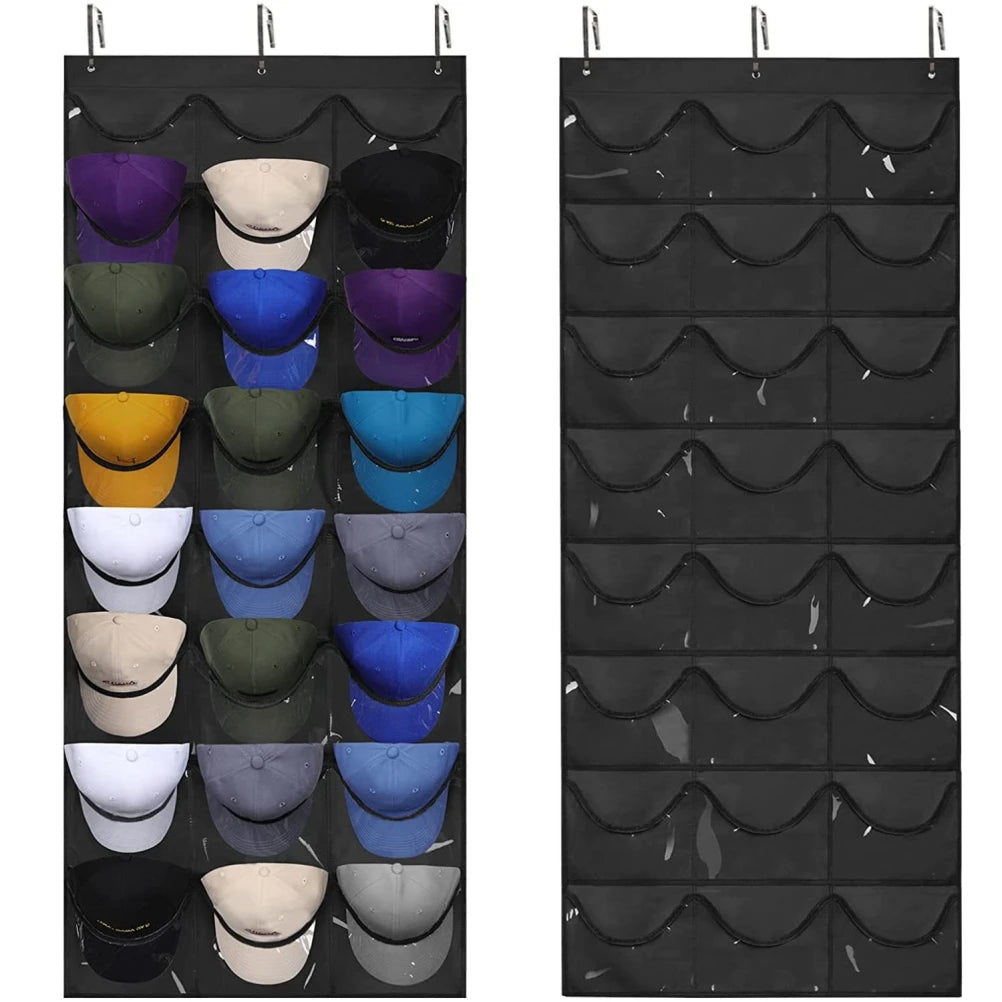 24 Pockets Hat Rack for Baseball Caps Hat Organizer Hanging Caps Storage Holder for Closet Wall Vue Default Title