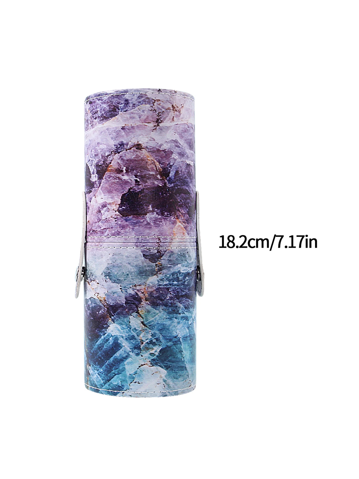 1PC Marble Pattern Makeup Brush Holder, PU Leather Waterproof Dustproof Cosmetic Brush Storage Cup Gradient Galaxy Marble Makeup Vue