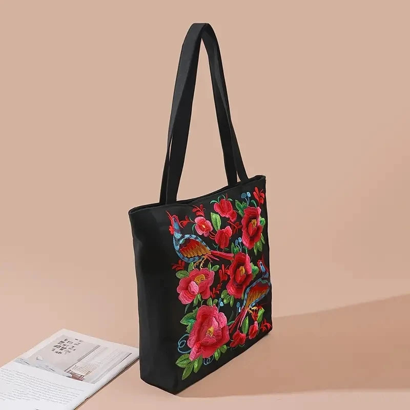 Ethnic Phoenix Embroidered Women's Shoulder Bag Receptor Canvas Casual