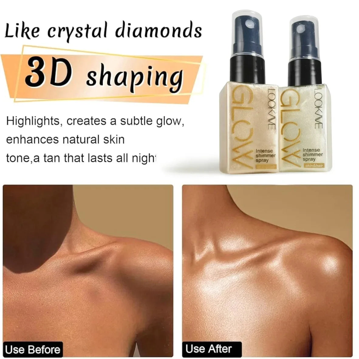 Diamond Liquid Highlight Waterproof High Gloss Glitter Body Bronzer Highlight Long-lasting Wear Face Contour Illuminator Makeup Vue