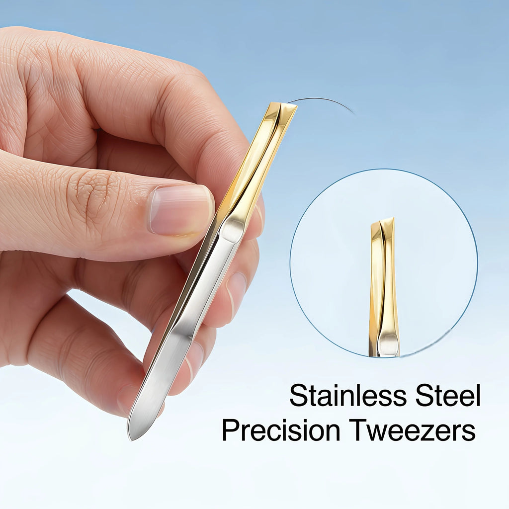 2pcs Eyebrow Tweezers Professional Stainless Steel Tweezers, Suitable for Eyebrows, Eyelashes And Ingrown Hairs with Coating Vue