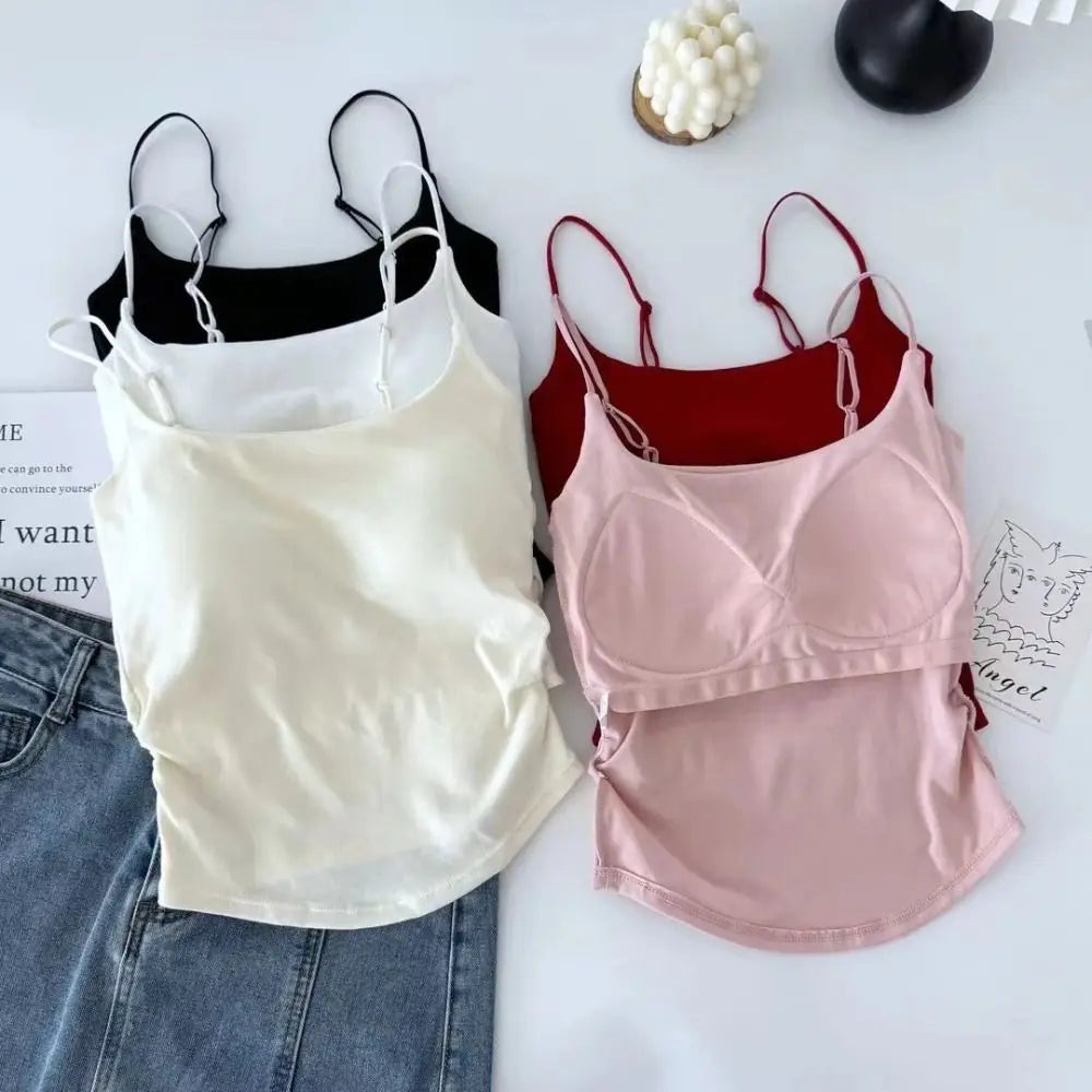 Sweet Sleeveless Suspender Vest Underwear Padded Cups Camisole Slim