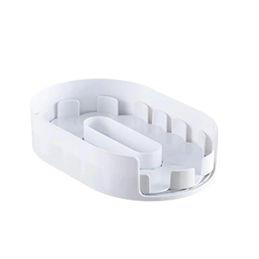 Space Saving Refrigerator Rotating Drink Storage Rack Anti-slip Swivel Tray Rotating Spice Rack Plastic Removable Vue White