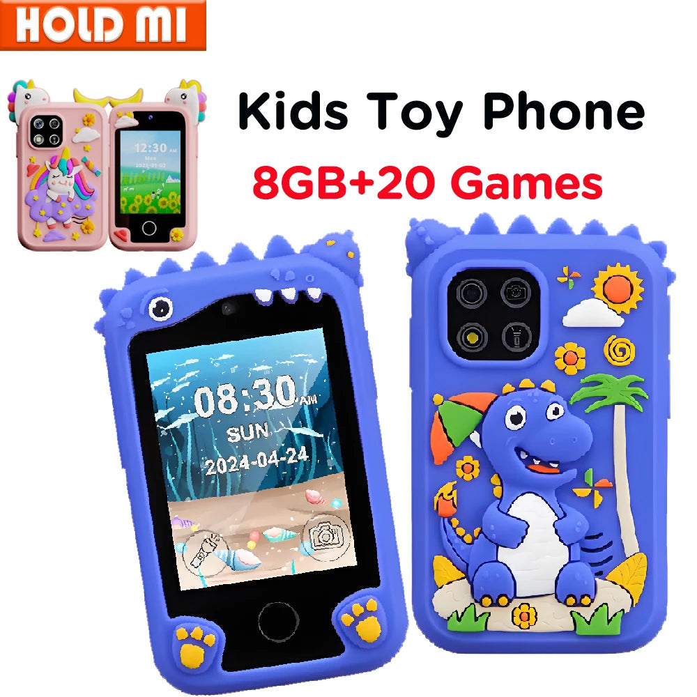 Unicorn Kids Smart Phone Toys 8GB with 20 Games Dual Camera Toddler Phone Learning Games Toys MP3 Music Player for Boy Girl Gift Vue