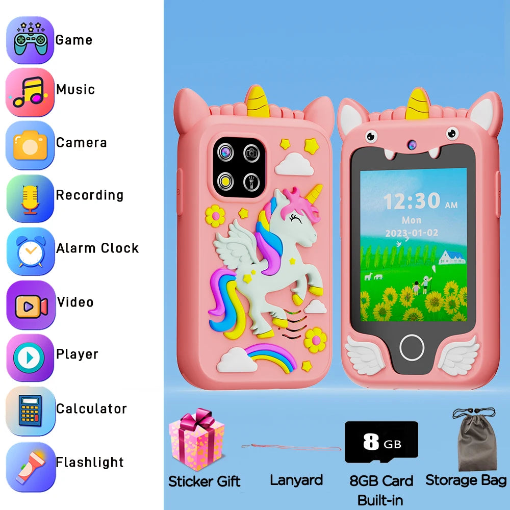 Educational Smart Phone Toy Toddlers Touchscreen Camera, MP3 Player & Learning Games Kids Pretend Mobile Phone Boy Girl Vue add bag