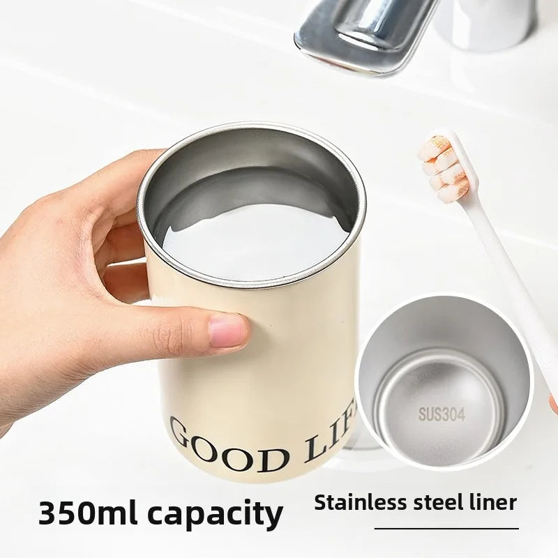 Magnetic mouthwash cup, 304 stainless steel brush cup, simple couple toothbrush cup, wall mounted non perforated dental jar, ant Vue