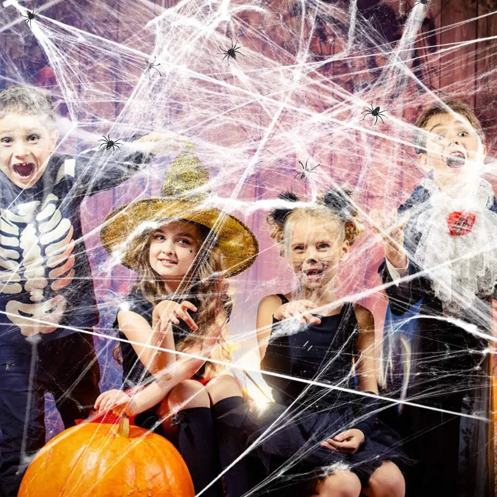 Artificial Spider Web Halloween Decoration Scary Party Scene Props White Stretchy Cobweb Horror House Home Decora Accessories Vue