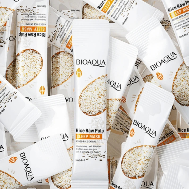 20/40/60 Pieces of Bioaoua Rice Puree Sleeping Mask, No-Rinse Mask, Moisturizes Skin, Hydrates and Moisturizes Vue 60Pcs