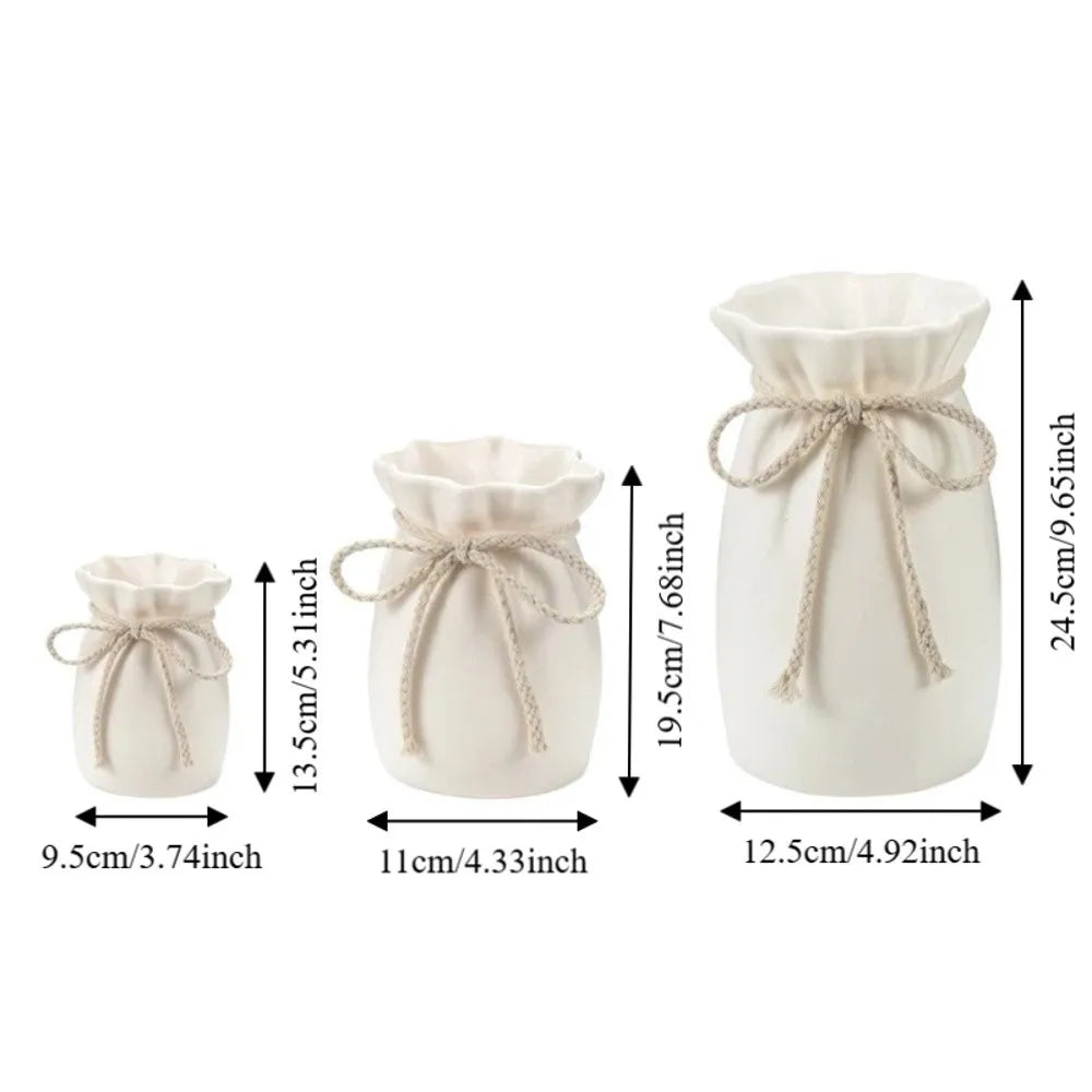 Floral Arrangement Plastic Vase Modern Art Nordic Bow Design Flowerpot Decorative Bohemian Style Tabletop Decor Office Desk Vue