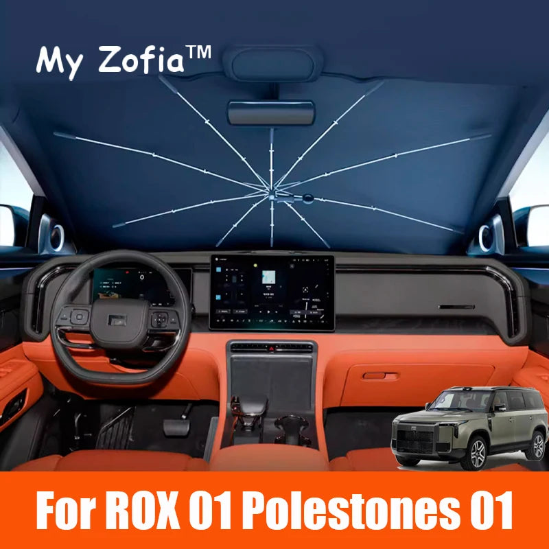 For ROX 01 Polestones 01 Car 2024 2025 Car Windshield Sunshade Foldable Umbrella amry Front Heat Insulation Accessories Vue