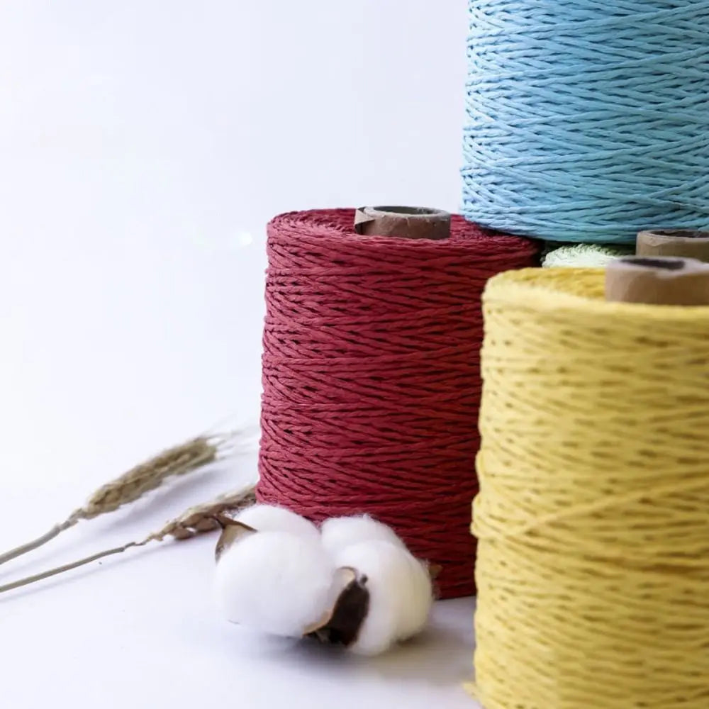 280-300m Roll Summer DIY Raffia Straw Yarn Hand Knit Natural Colorful