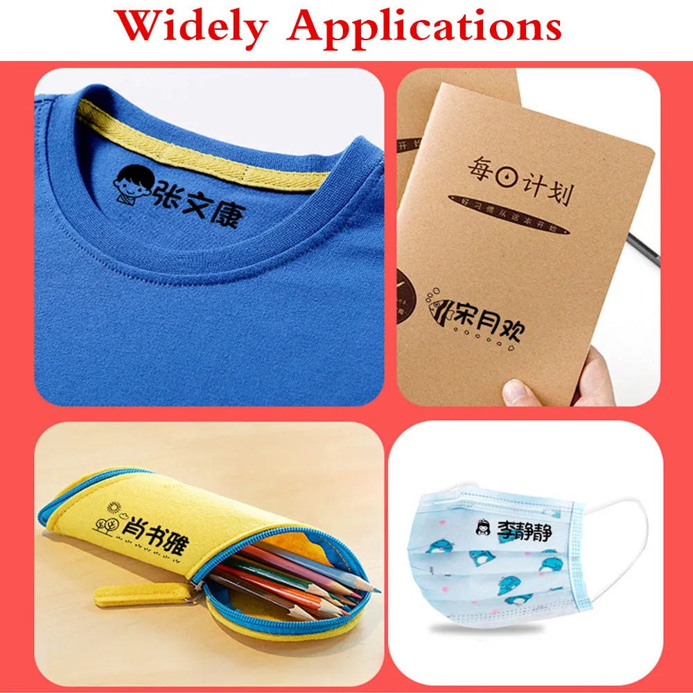 Cute Custom Baby Name Stamp Waterproof Washable Non-Faded for Kids Student Clothes (DIY Material, Not Engraved) Vue