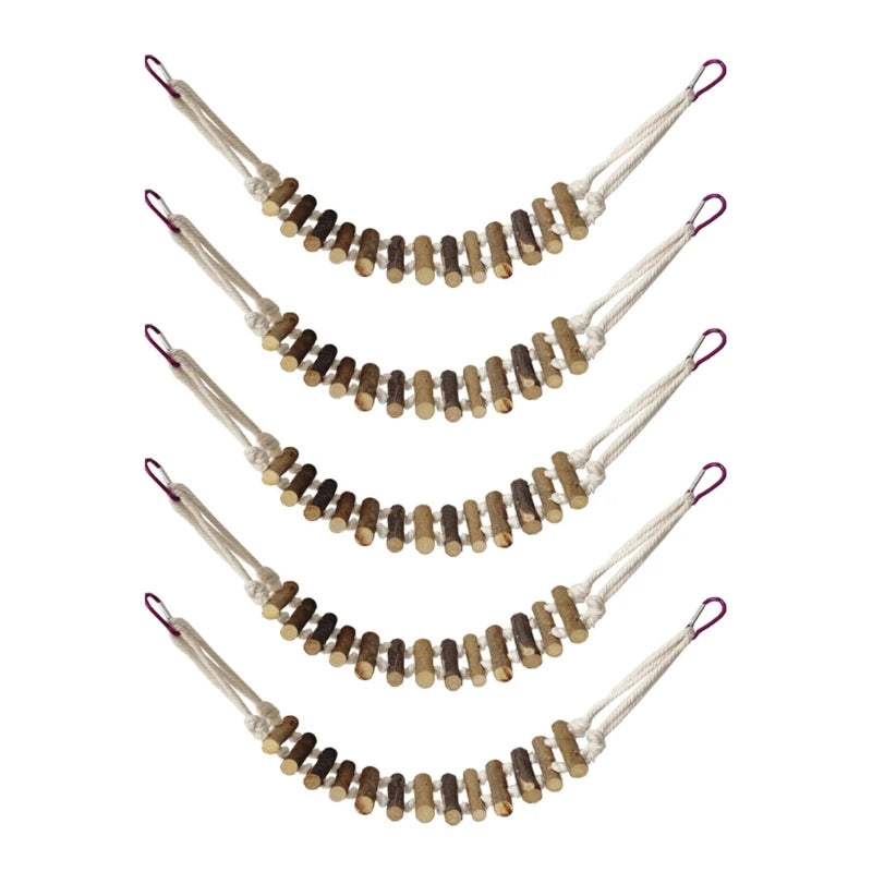 5-Pack Parrot Cage Toys Wood Bead Hammock Swing for Birds Bird Cage Toy Set Vue 5PCS
