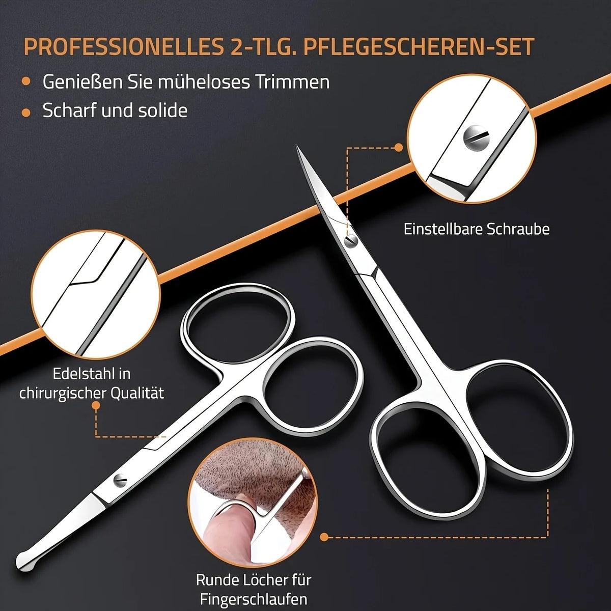 Stainless Steel Sharp Multi-Functional Scissors, Safety Anti-Scratch Round-Tip Nose Hair Scissors, Curved Beauty Eyebrow Groomin Vue
