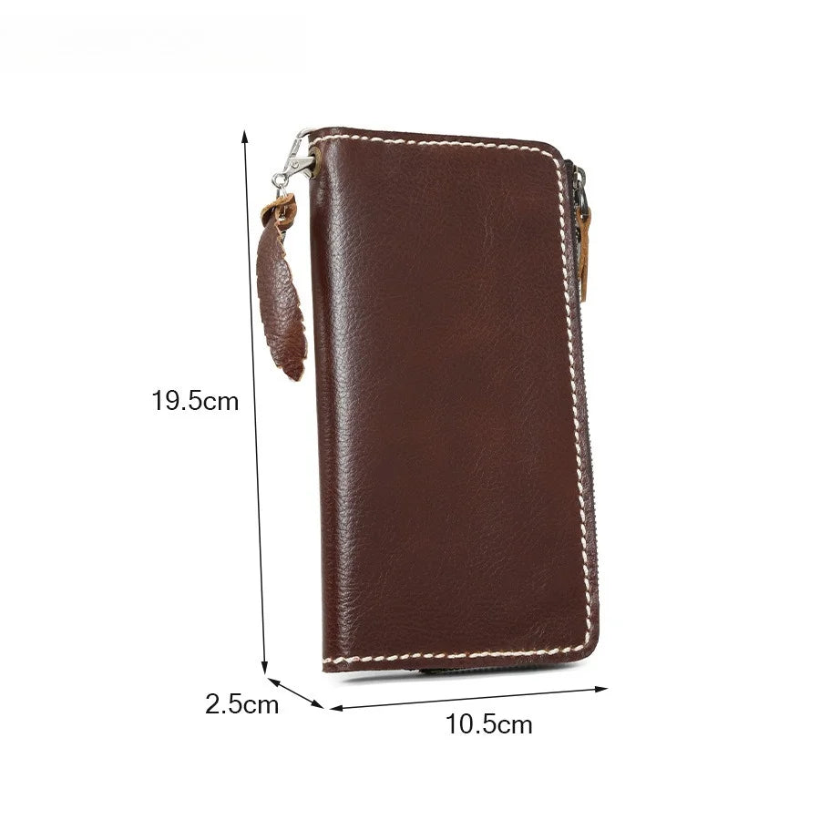 New Men's Wallet Multi-card Leather Change Bag Ultra-thin First-layer Cowhide Zipper Card Clip Vue