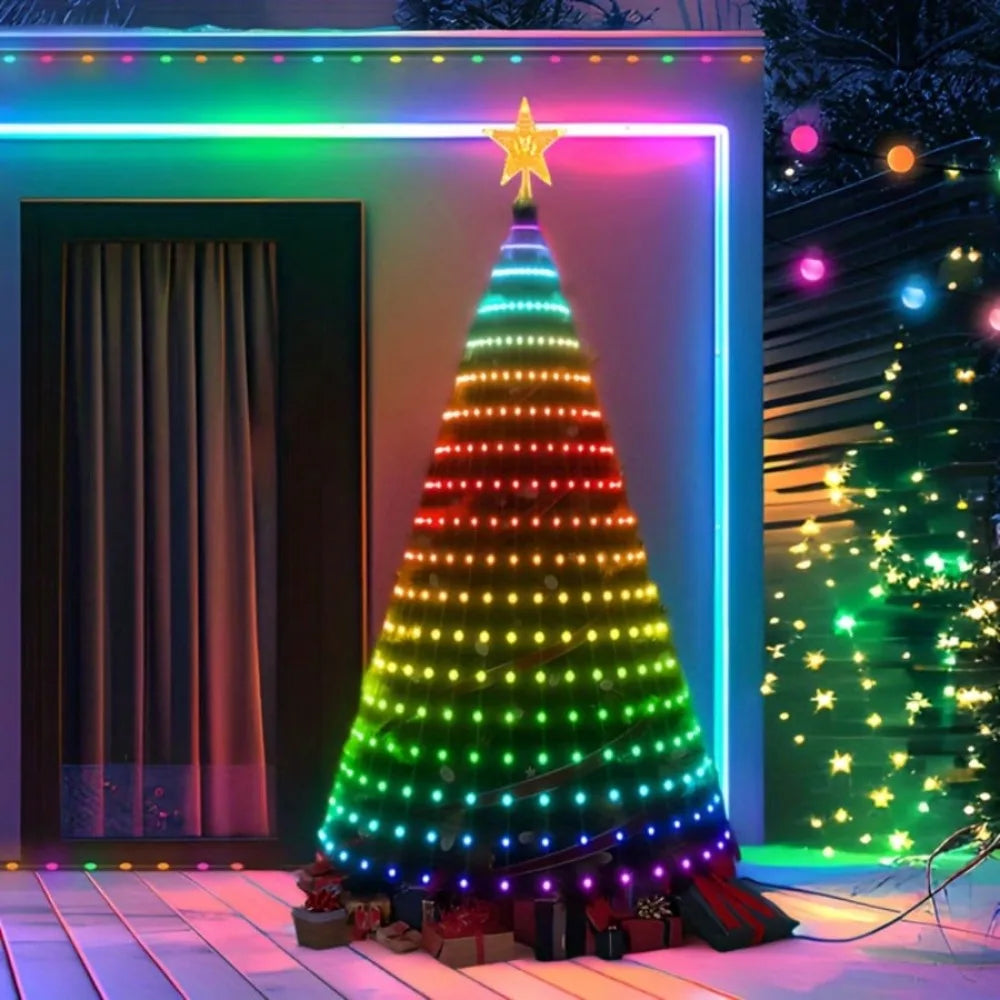 7ft Smart Christmas Tree Lights LED String Lights with Star Topper DIY Pattern Timer Music Sync APP Control for Xmas Tree Decor Vue