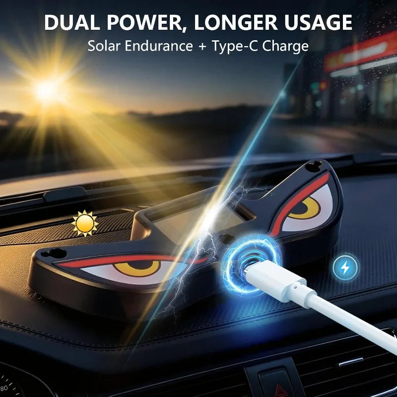 Solar Devil Eyes Car LED Ambient Light Wireless No Drill Demon Eye Warning Lights for Cars SUVs Trucks Windshield & Rear Window Vue