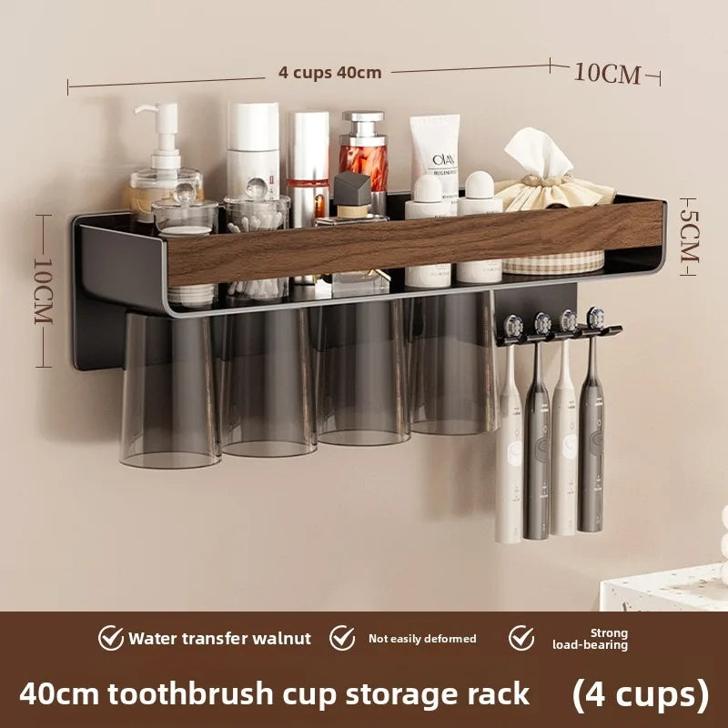 Toothbrush Storage Rack wWall Mounted Bathroom Storage box Magnetic Suction Mouthwash cup Electric Toothbrush cup rack Vue Four cups