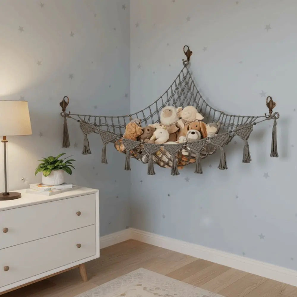 Decorations Jumbo Stuffed Animal Hammock Hanging Woven Toy Hammock Storage Net Macrame Space-Saving Mesh Toy Net Holder Bedroom Vue