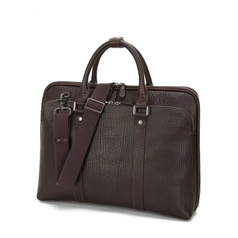 Men's handbag briefcase 15.6 inch shoulder messenger bag genuine leather first layer cowhide men's bag computer Vue