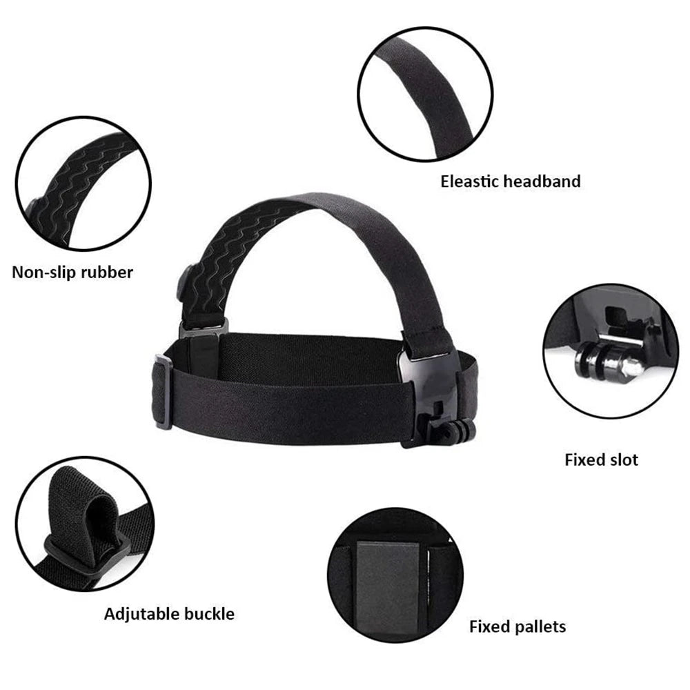 Head Strap Mount Headband Adjustable Belt For GoPro Hero 13 12 11 10 9 8 7 Insta360 DJI Osmo Action 5 4 3 2 Camera Accessories Vue