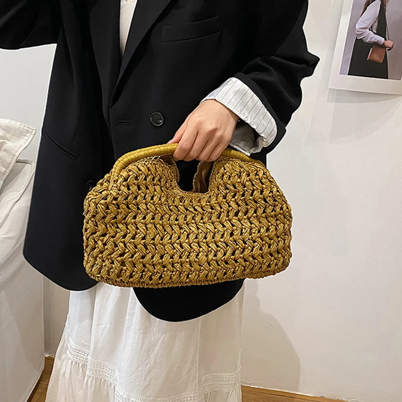 Summer Beach Bag Women Clutch Luxury Designer Straw Bags Tote Handbag