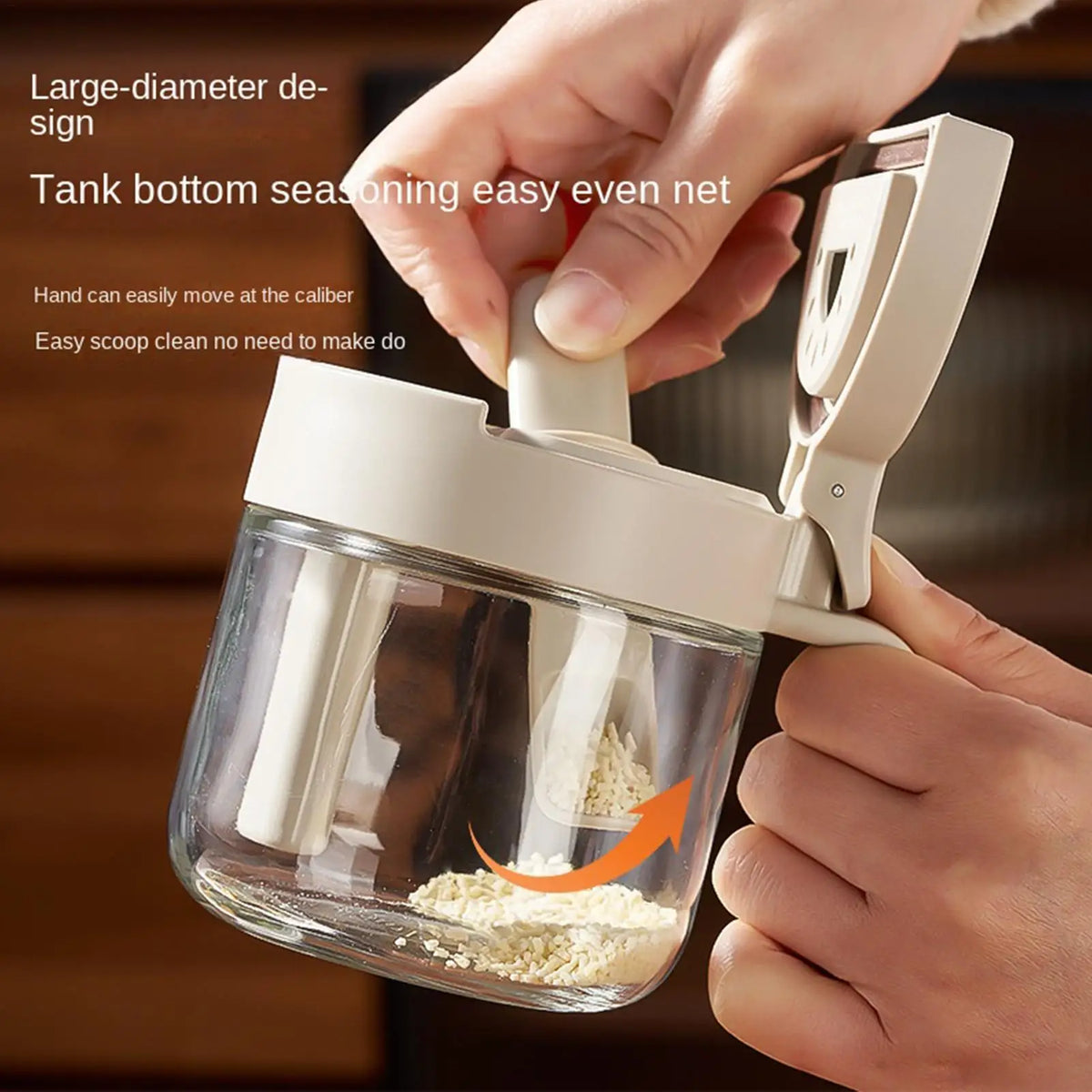 Airtight Glass Seasoning Jar Condiment Container with Spoon and Lid for Kitchen Countertop Pantry Cabinet Home Sugar Honey Vue