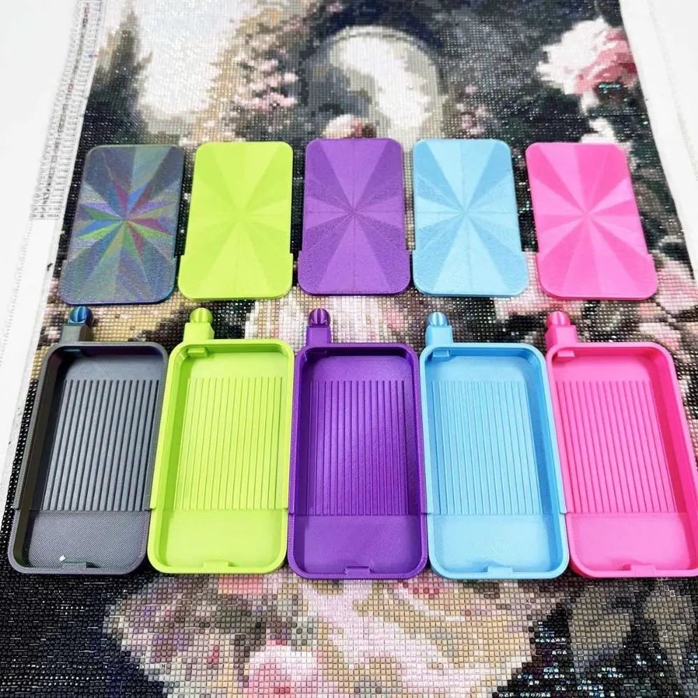 Prismatic Shine Lid Diamond Painting Tray Silky Easy Pour Design Rhinestone Storage Tray Portable Large Capacity Vue