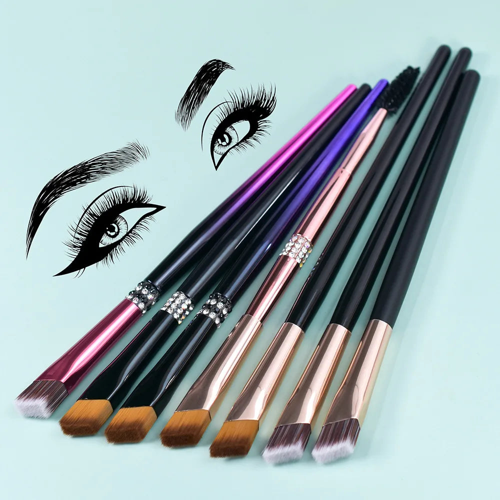 Eyebrow Makeup Brush Square Quad Angled Brushes Slanted Flat Beauty Cosmetic Tool Luxury Diamond Handle Private Label 20pcs Vue