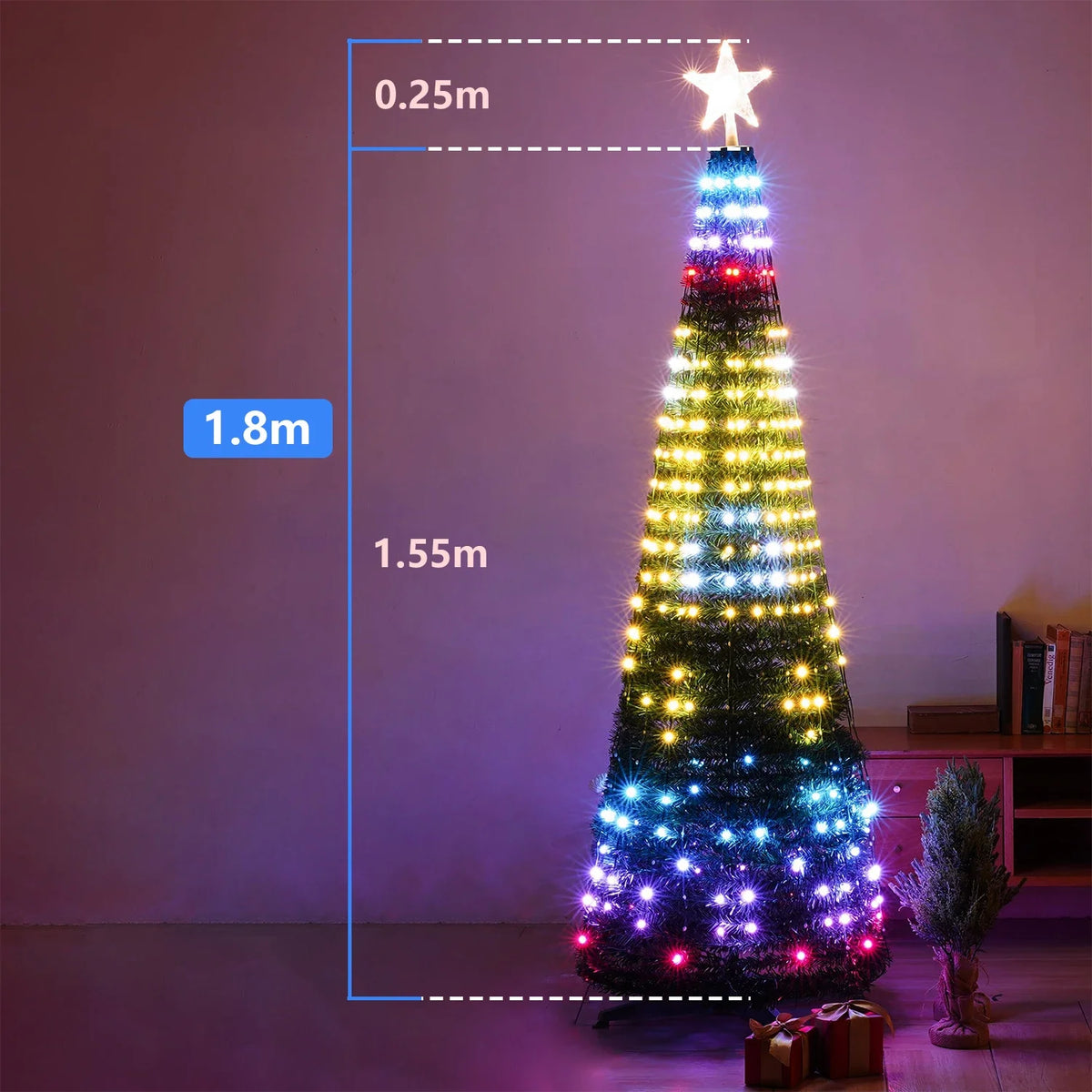 Christmas Advent Smart Christmas Tree Lights DIY Multicolor Fairy LED Star String Waterfall Christmas Gift APP Bluetooth Home Vue 20pcs string of 1.8M EU Plug