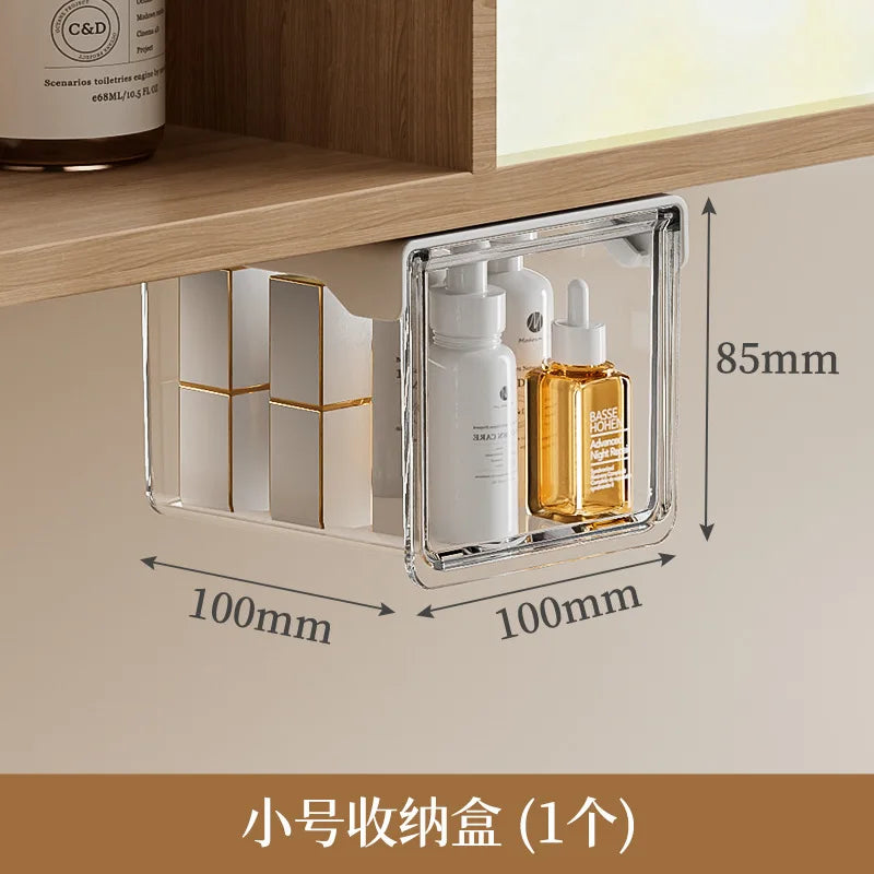 Plastic Drawer Style Storage Box Self Adhesive Large Capacity Makeup Storage Container Transparent Space Saving Vue GQ220133-S