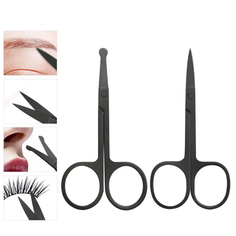 Nose Hair Trimmer, Stainless Steel Round-Tip Safety Scissors for Nose and Ear Hair, -Free, Battery-Free, Portable, Washable Vue
