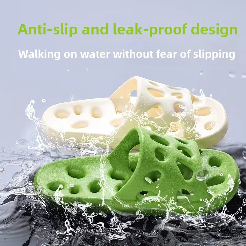 Unisex Bathroom Slippers Anti Skid Soft Sole Hollow Out Quick Dry Lightweight Quiet Indoor Shower Sandals for Summer Home Use Vue