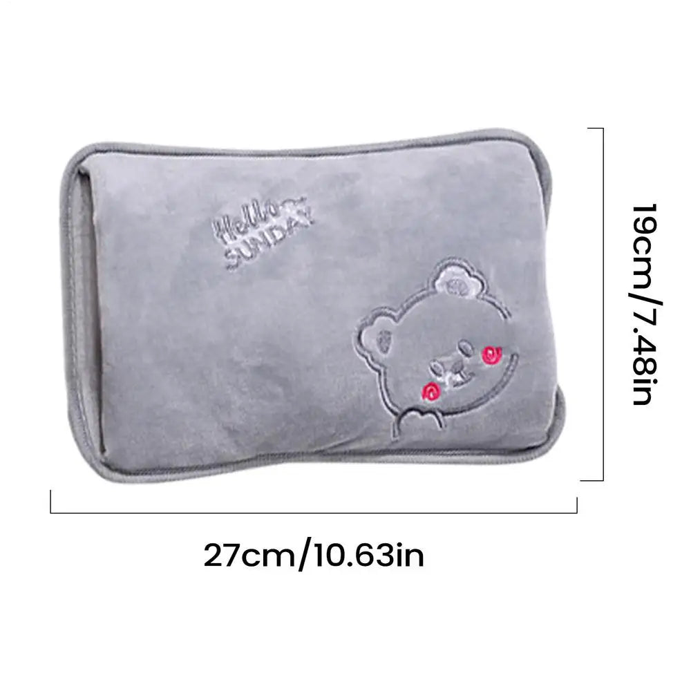 Hot Water Bottle Rechargeable Leak-Proof Hand Warme Hot Water Bag with Soft Cover for Period Cramps Muscles Neck Legs Belly Body Vue Gray