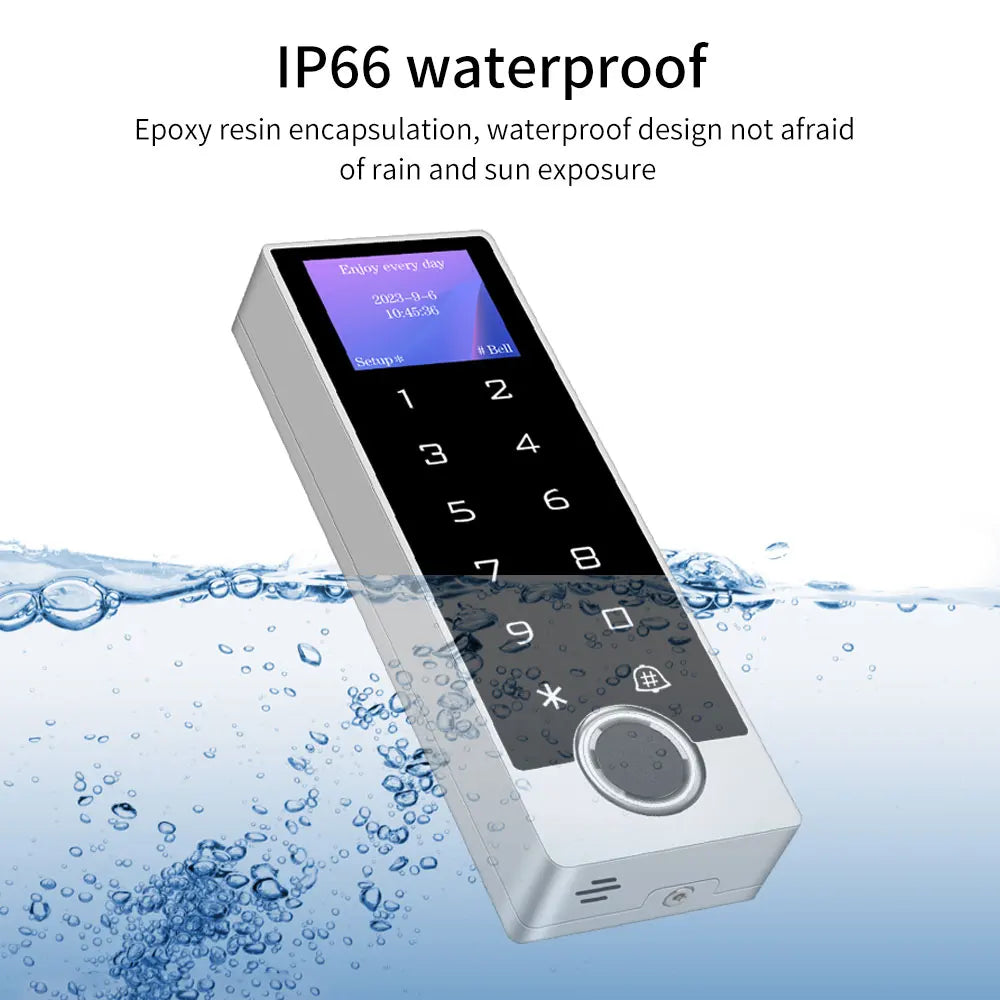 Support Tuya app WIFI waterproof access control fingerprint password unlock 125KHZ ID with screen door access control system Vue