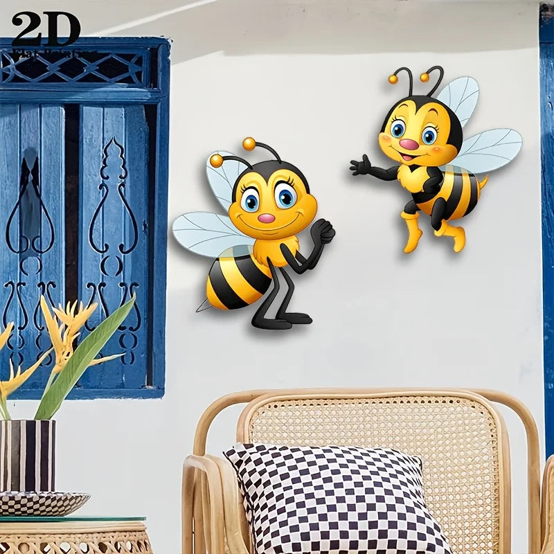 2D Flat Acrylic Bee Bohemian Wall Hanging Patio Fence Garden Perfect