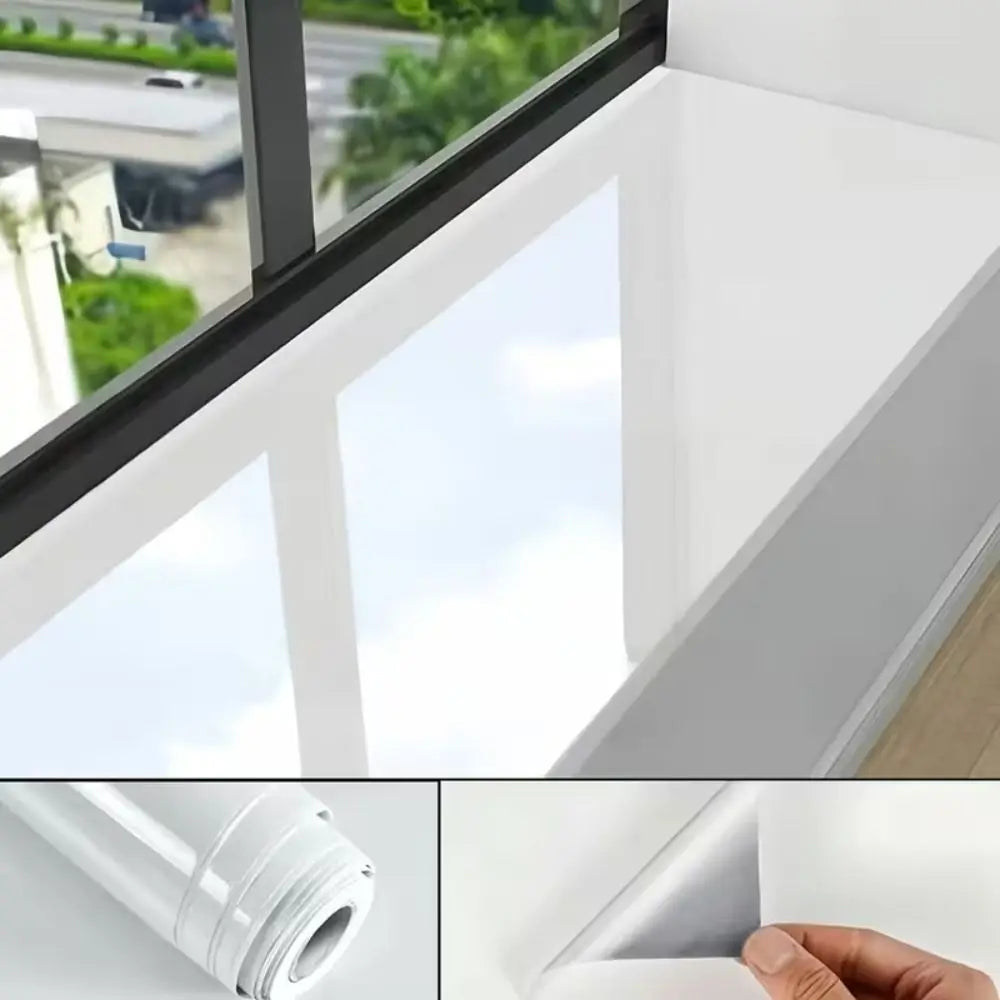 Plain Gloss Paste Wall Stickers White Color Self-adhesive Self-adhesive Wallpaper Wood Pattern PVC Pearl Film Vue
