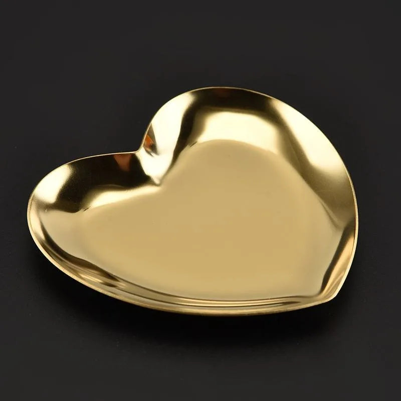 1Pc Metal Storage Tray Gold Gradient Jewelry Rhinestone Nail Art Tips Plate Heart Display Manicure Salon Tools Vue