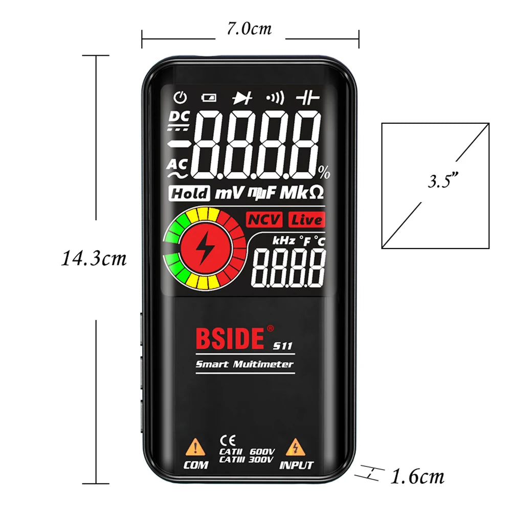 BSIDE Digital Multimeter 9999 Counts AC DC NCV Voltage Tester Digital Multimeter Vue