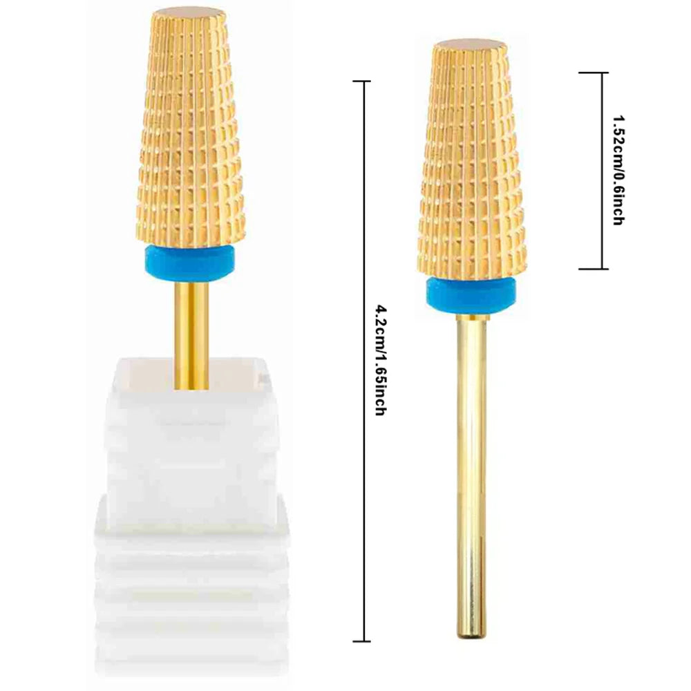 Gold Plated Tungsten Steel Nail Drill Bit Safely Remove Acrylic Hard Gel for Electric Manicure Machine Clean Tools Vue