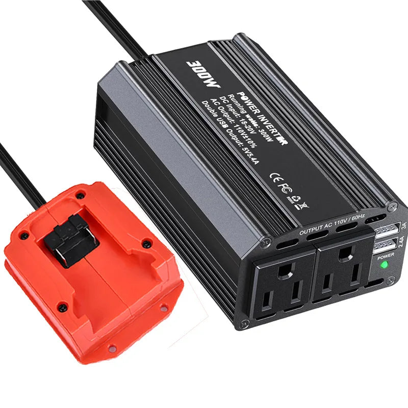 300W Portable Inverter Power Station Compatible for Makita/DW/Milwaukee 18/20V Batteries Smart Transformer Outdoor Work Adapter Vue For Milwaukee