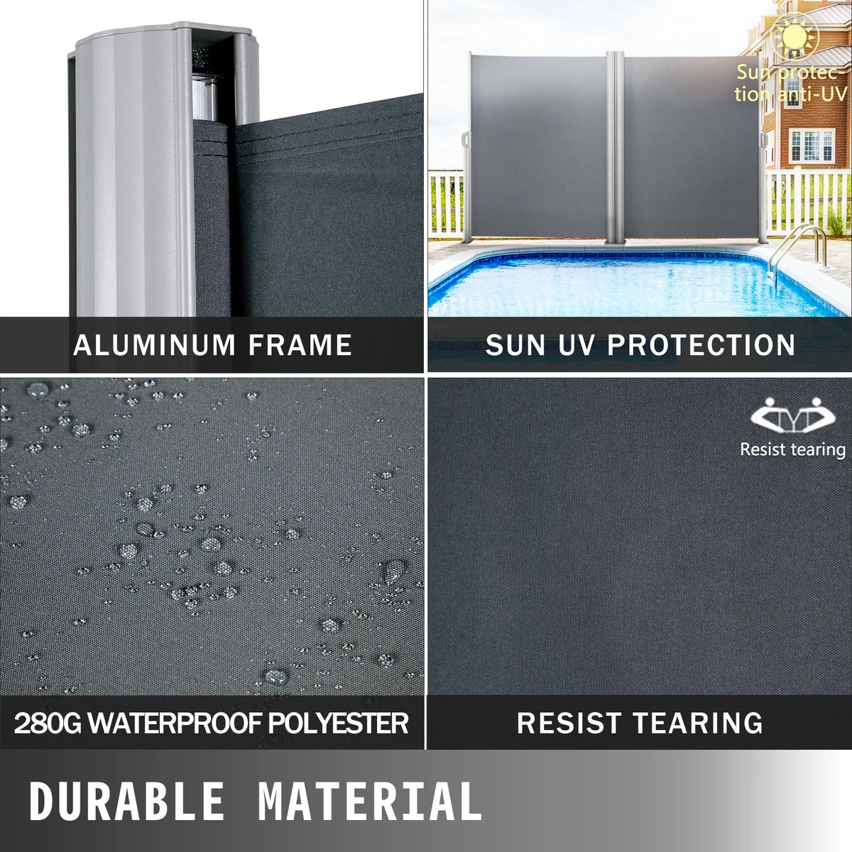 Retractable Side Awning Patio Privacy Screen | UV Wind Shield Retractable Side Awning Vue