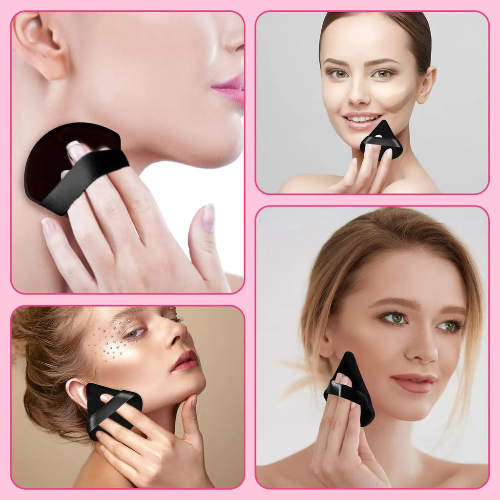 50PcsTriangle Powder Puff,Soft Velour Face Makeup Sponge Powder Puffs,Loose Powder Cosmetic Foundation Mineral Powder Wet Dry-Bl Vue