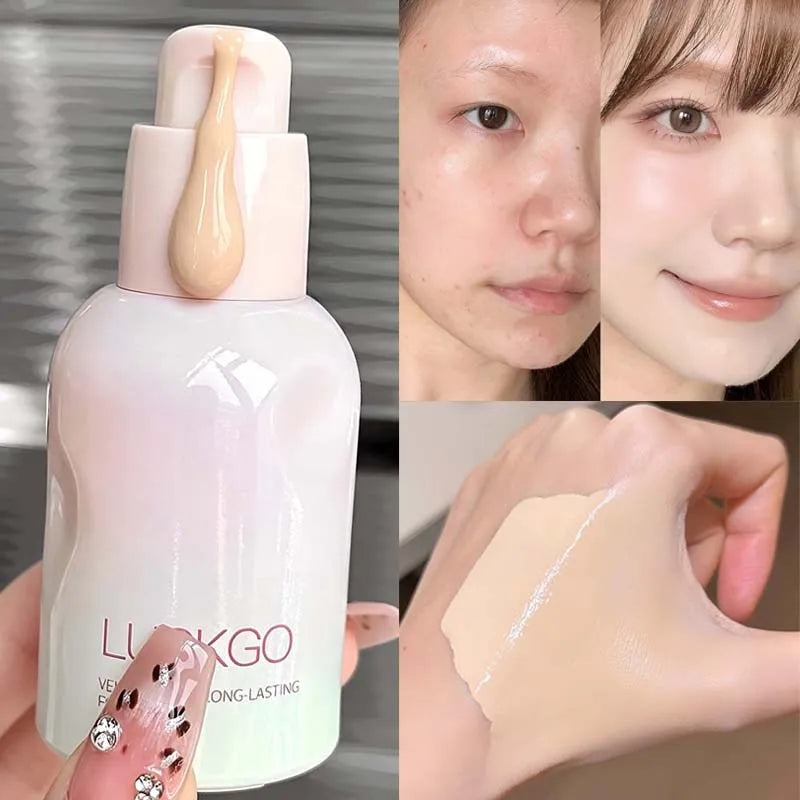 1 Pcs Natural Smooth Creamy Liquid Foundation Long Lasting Waterproof Even Skin Concealer Face Liquid Foundation Makeup Cosmetic Vue