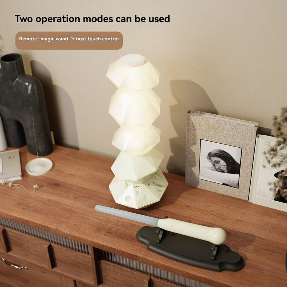 ABKW-Crystal LED Light 3D Stackable Speaker Lamp Bluetooth Music Sync With Magic Wand Control For Home Decor Vue