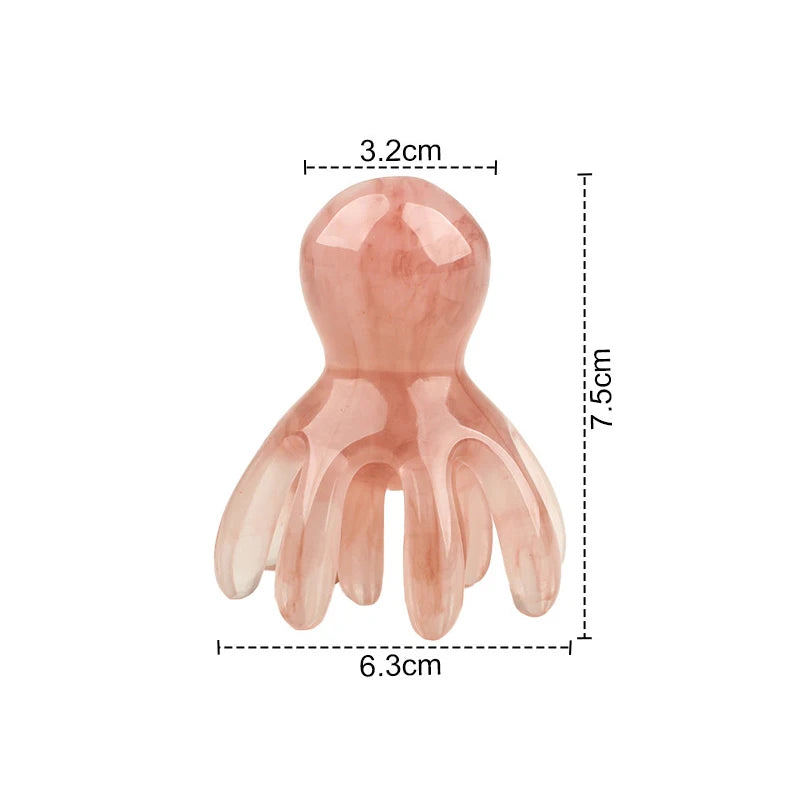 Resin Double Row Octopus Comb Cute Head Massager Hair Care Meridian Scraping Scalp Massage Acupuncture SPA Gua Sha Massage Tool Vue Apricot